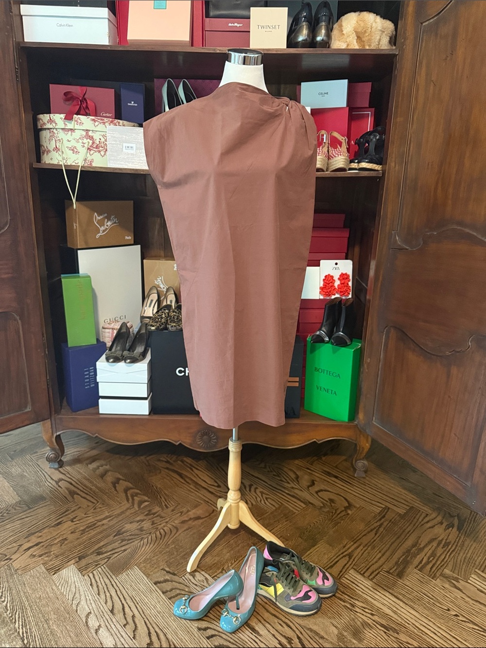 Brunello Cucinelli Brown Rust Midi Dress